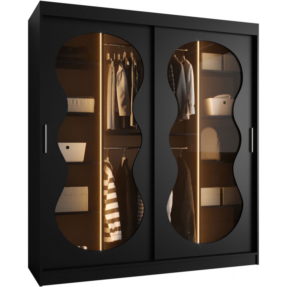 Ντουλάπα Bahrajn III 180 συρόμενη-Μαύρο