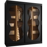 Ντουλάπα Bahrajn III 180 συρόμενη-Μαύρο