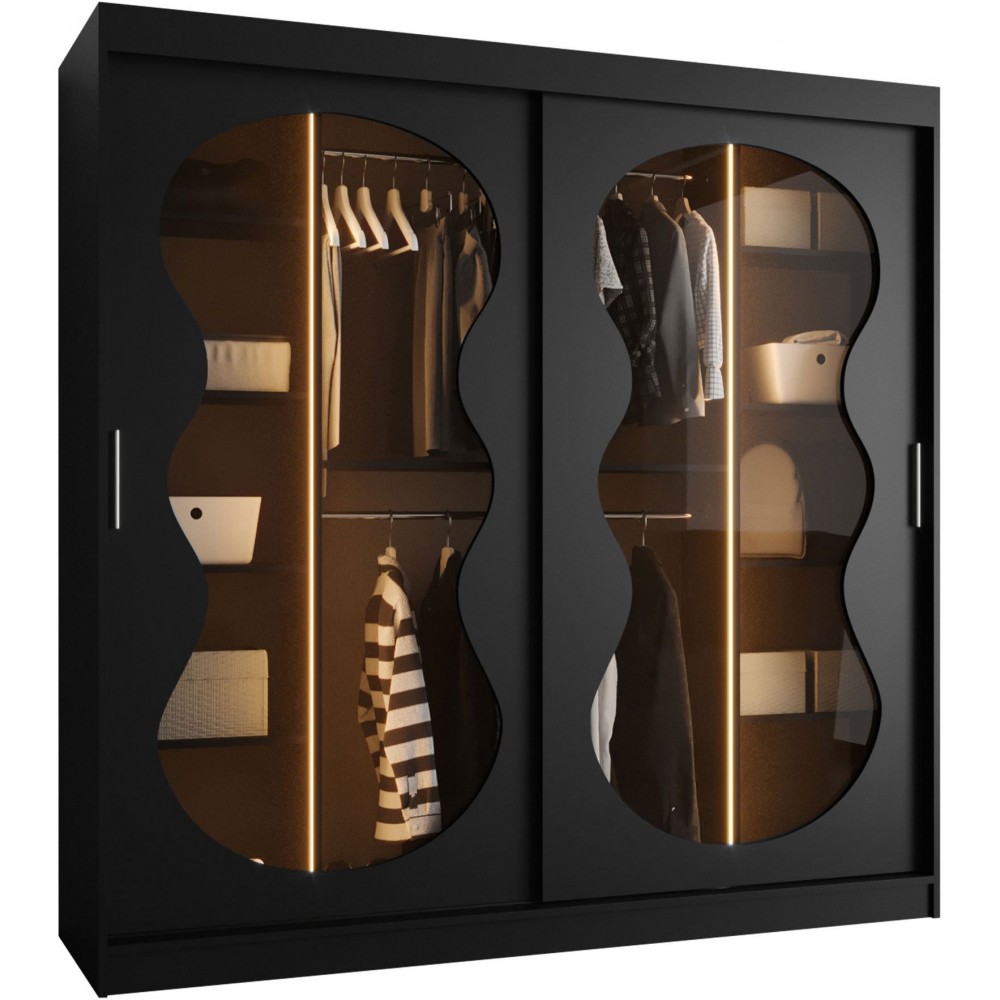 Ντουλάπα Bahrajn III 200 συρόμενη-Μαύρο