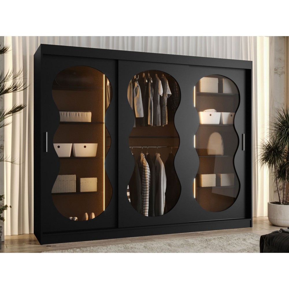 Ντουλάπα Bahrajn III 250 συρόμενη-Μαύρο