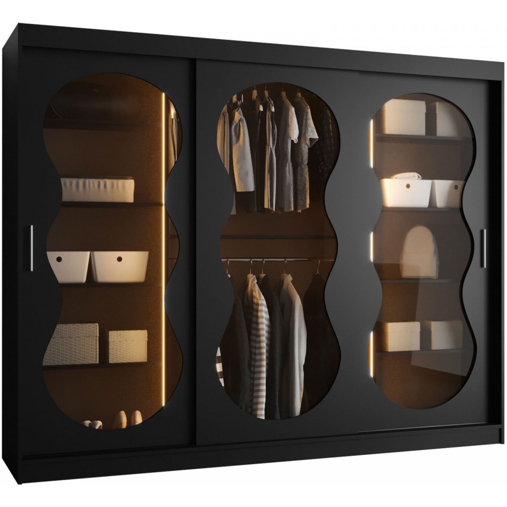 Ντουλάπα Bahrajn III 250 συρόμενη-Μαύρο