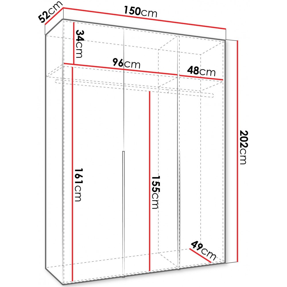 Ντουλάπα Alicante-Cashmere - Χρυσό-Μήκος: 150εκ