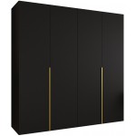 Ντουλάπα Alicante-Μαύρο - Χρυσό-Μήκος: 200εκ