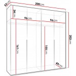 Ντουλάπα Alicante-Cashmere - Μαύρο-Μήκος: 200εκ