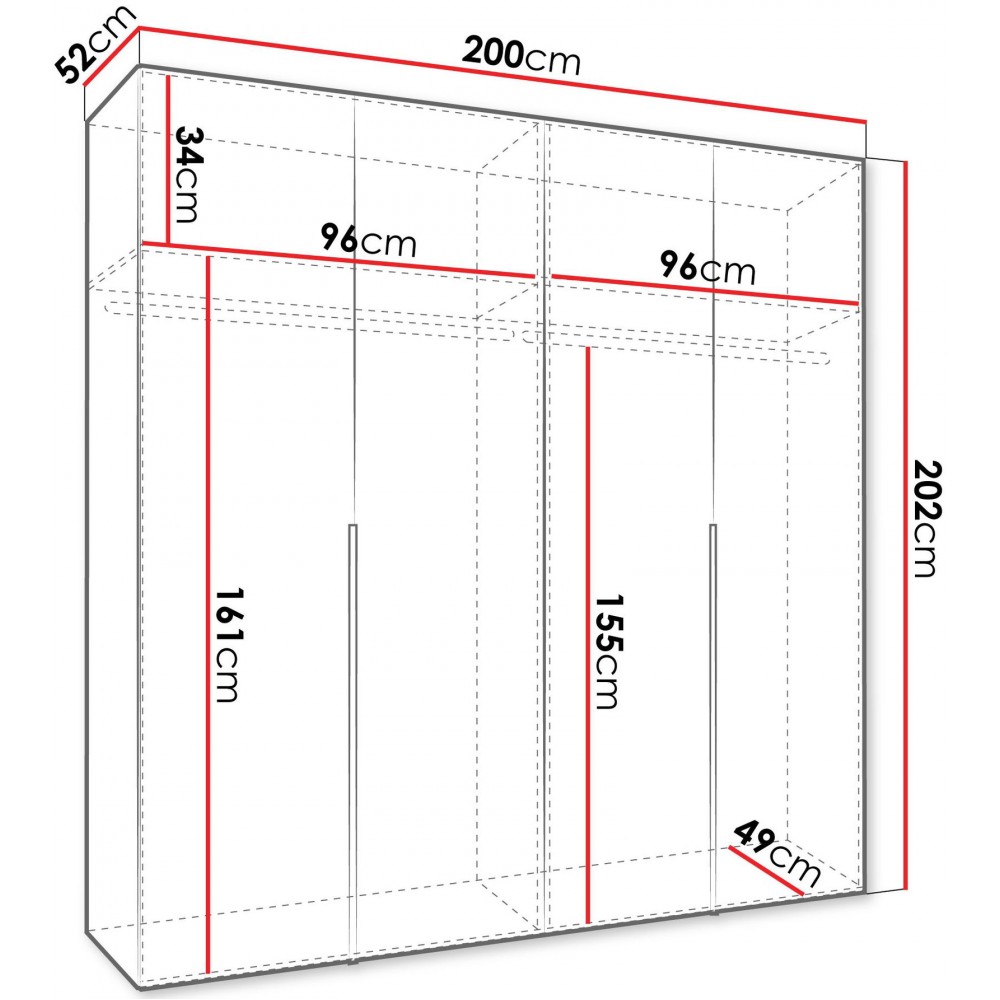 Ντουλάπα Alicante-Cashmere-Μήκος: 200εκ