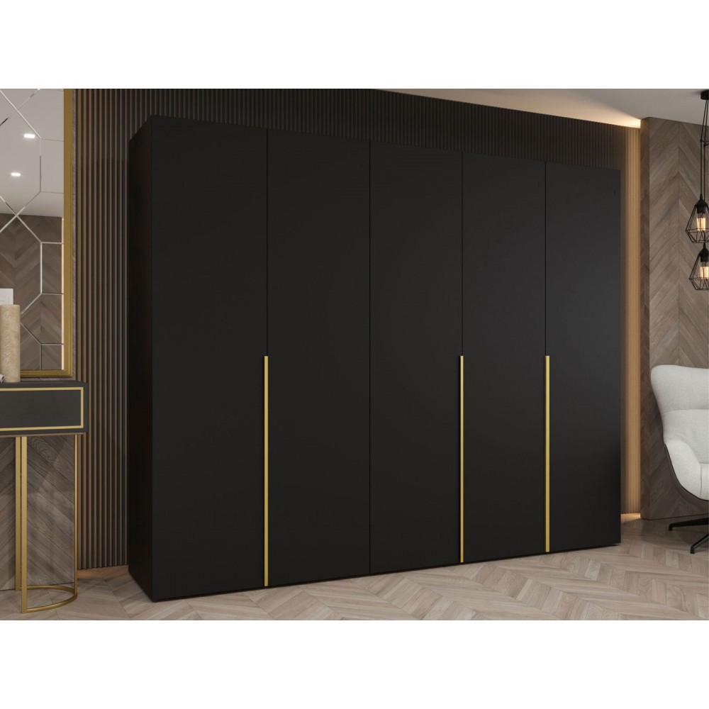 Ντουλάπα Alicante-Μαύρο - Χρυσό-Μήκος: 250εκ