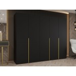 Ντουλάπα Alicante-Μαύρο - Χρυσό-Μήκος: 250εκ