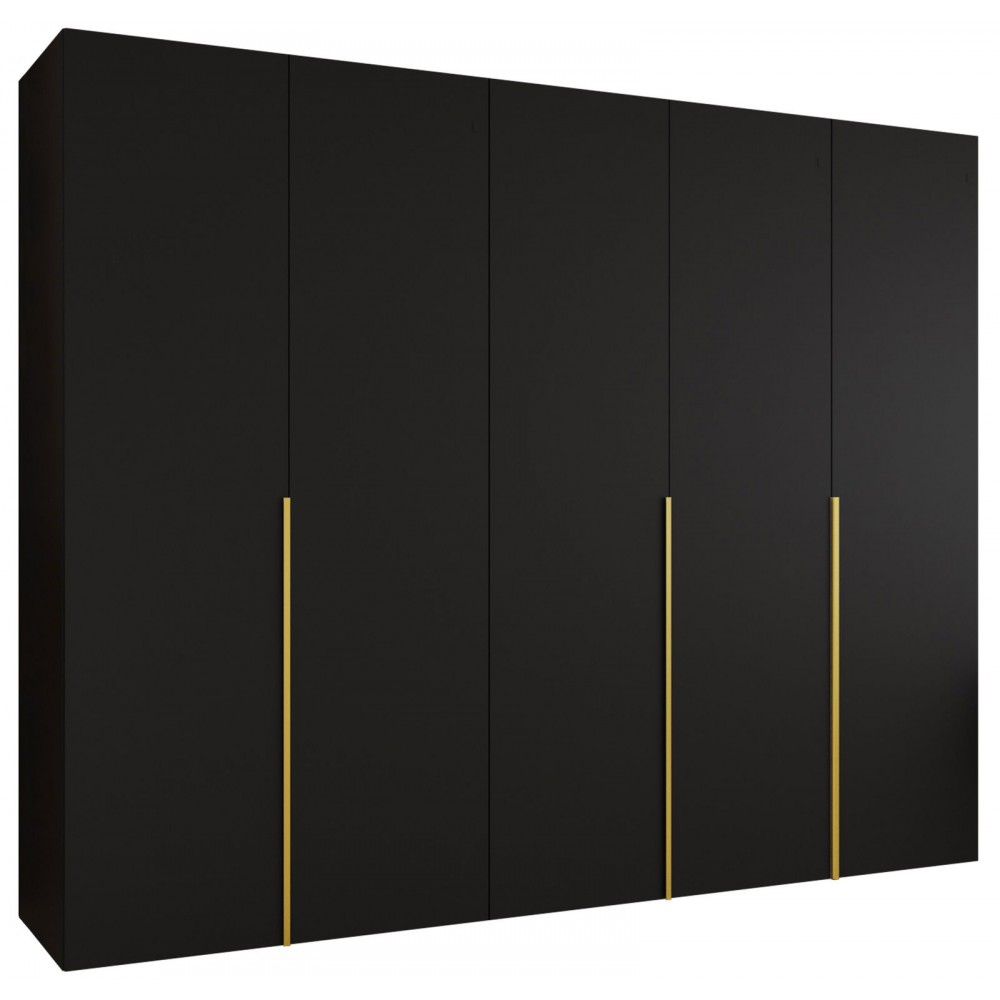 Ντουλάπα Alicante-Μαύρο - Χρυσό-Μήκος: 250εκ