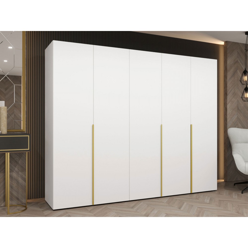 Ντουλάπα Alicante-Λευκό - Χρυσό-Μήκος: 250εκ