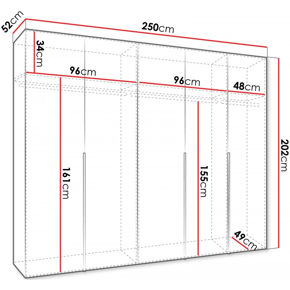 Ντουλάπα Alicante-Λευκό - Χρυσό-Μήκος: 250εκ