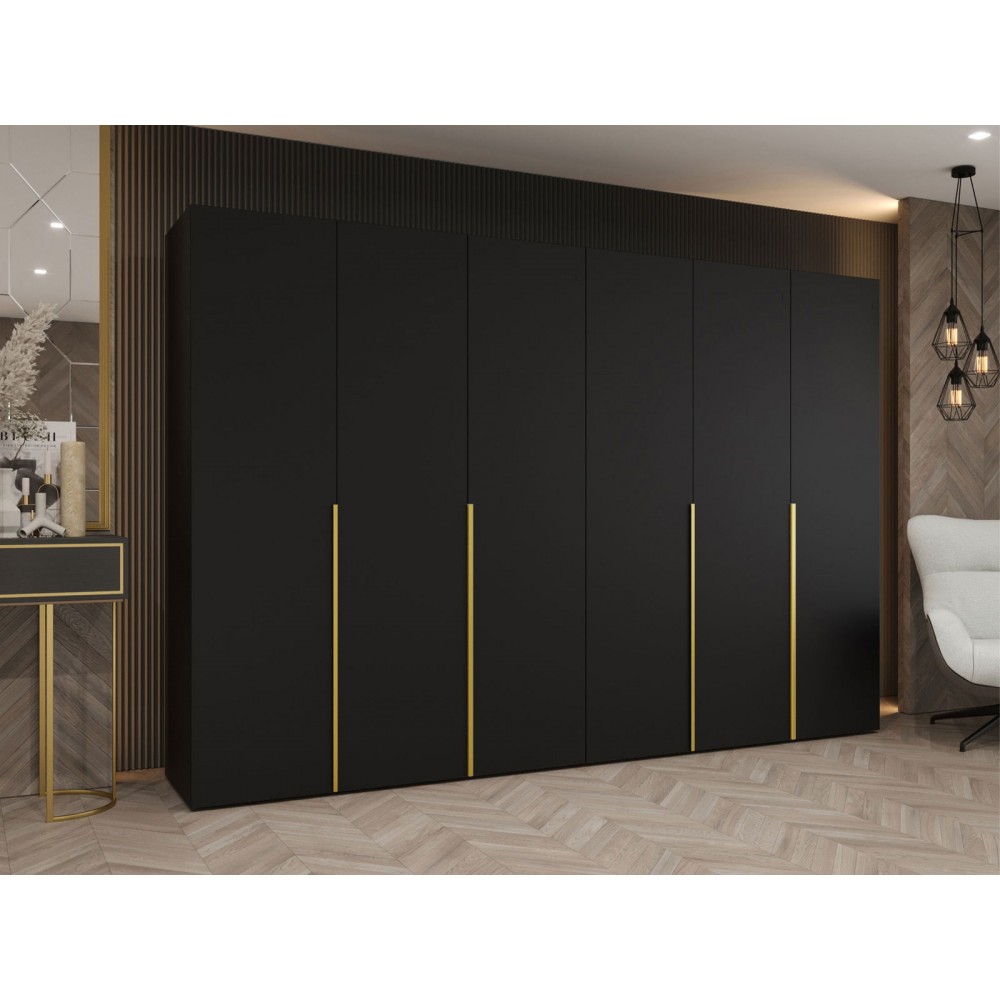 Ντουλάπα Alicante Εξάφυλλη-Μαύρο - Χρυσό