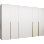 Ντουλάπα Alicante Εξάφυλλη-Λευκό - Χρυσό