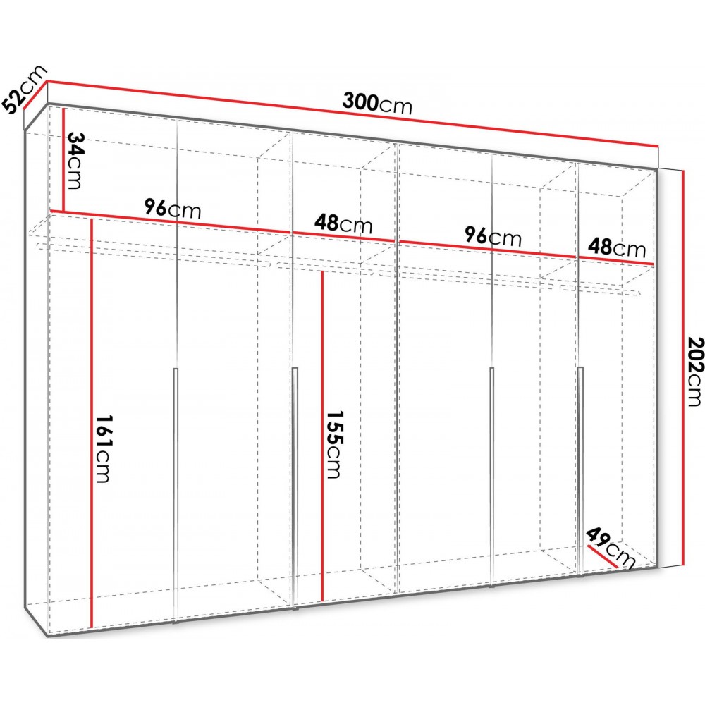 Ντουλάπα Alicante Εξάφυλλη-Λευκό - Χρυσό