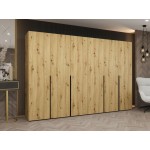 Ντουλάπα Alicante Εξάφυλλη-Φυσικό - Μαύρο