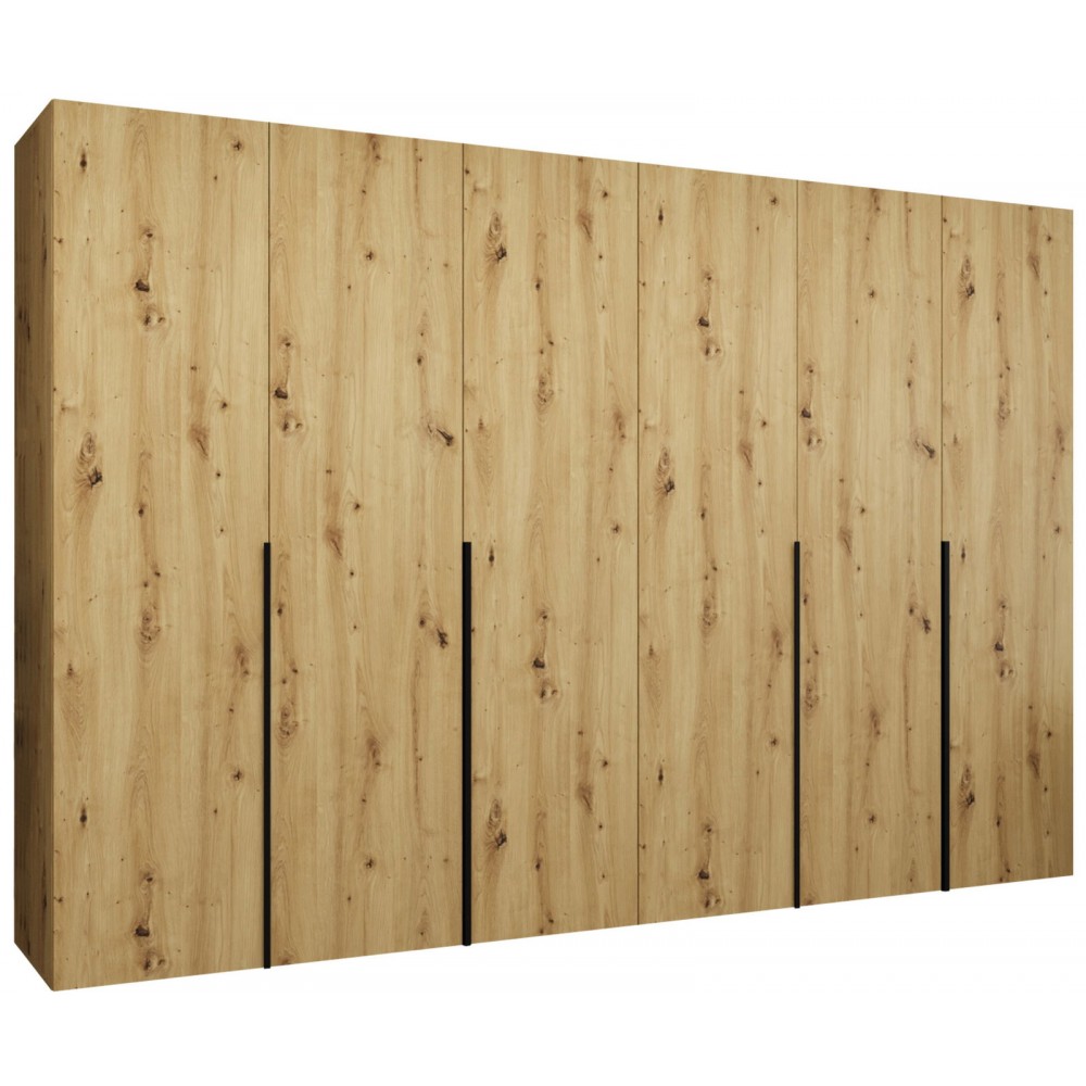 Ντουλάπα Alicante Εξάφυλλη-Φυσικό - Μαύρο