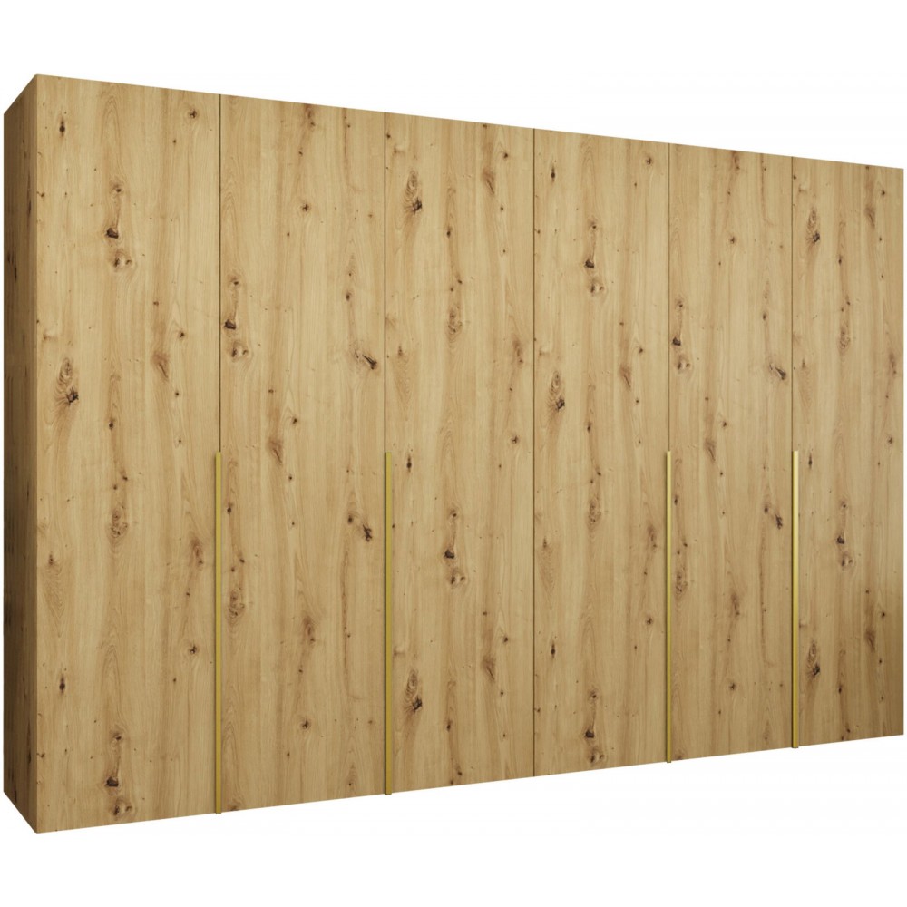 Ντουλάπα Alicante Εξάφυλλη-Φυσικό - Χρυσό