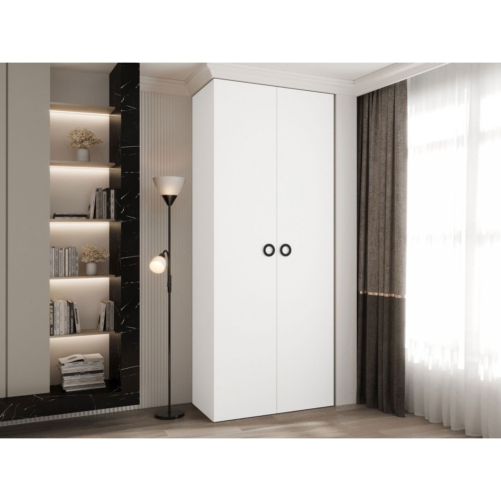 Ντουλάπα Como I-Λευκό - Μαύρο-Μήκος: 100εκ