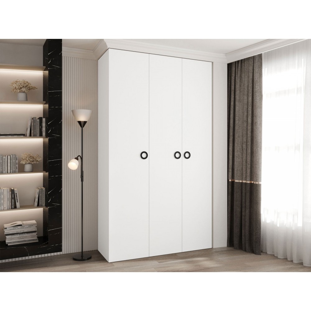 Ντουλάπα Como I 140 Τρίφυλλη-Λευκό - Μαύρο