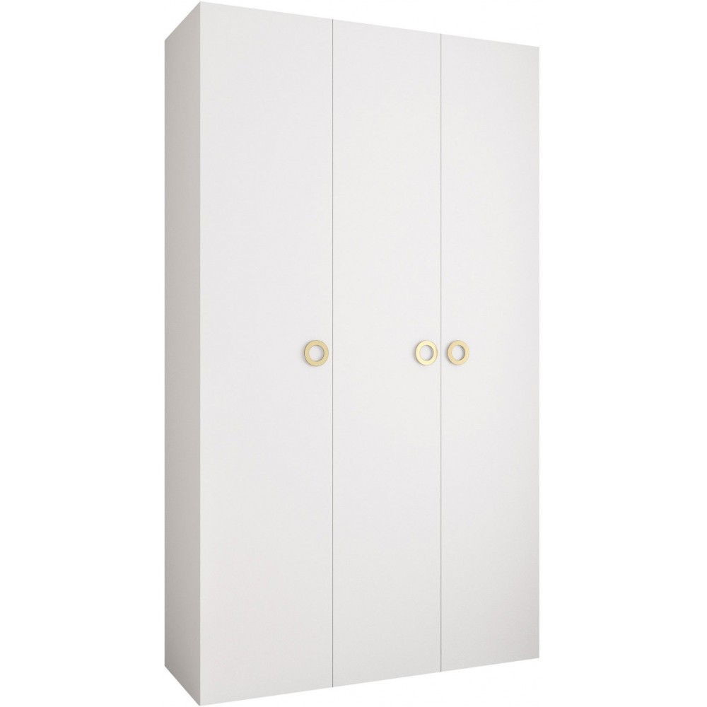 Ντουλάπα Como I 140 Τρίφυλλη-Λευκό - Χρυσό