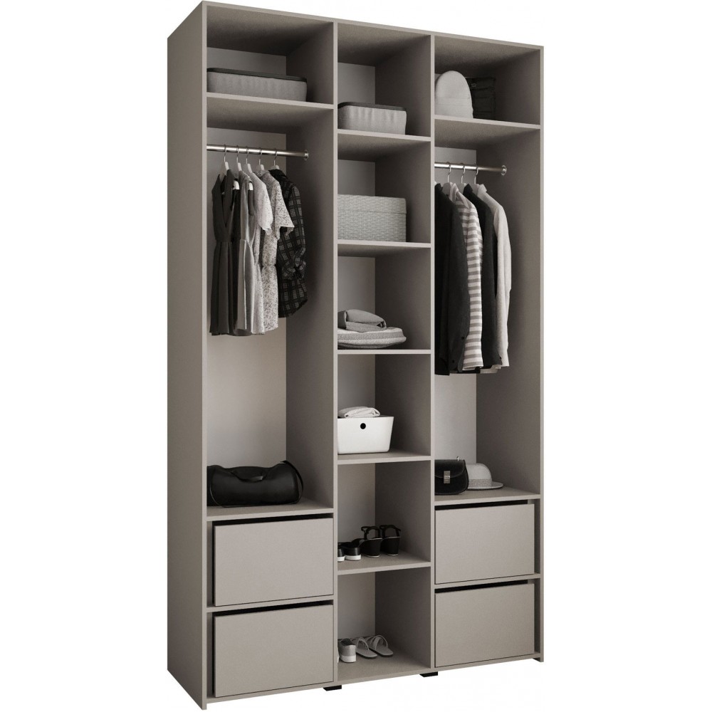 Ντουλάπα Como I 140 Τρίφυλλη-Cashmere - Μαύρο