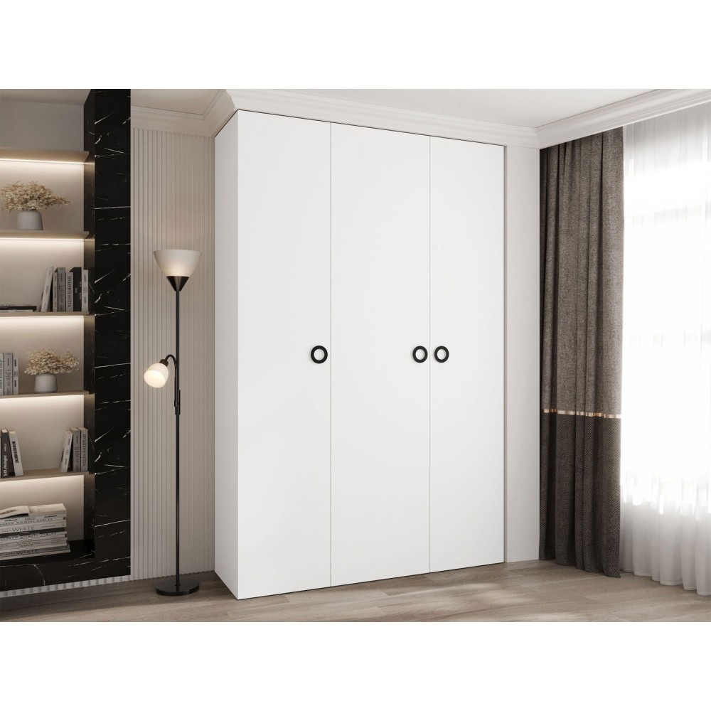 Ντουλάπα Como I 160 Τρίφυλλη-Λευκό - Μαύρο