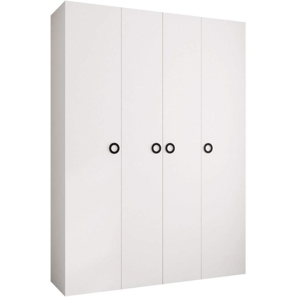 Ντουλάπα Como I 180 Τετράφυλλη-Λευκό - Μαύρο