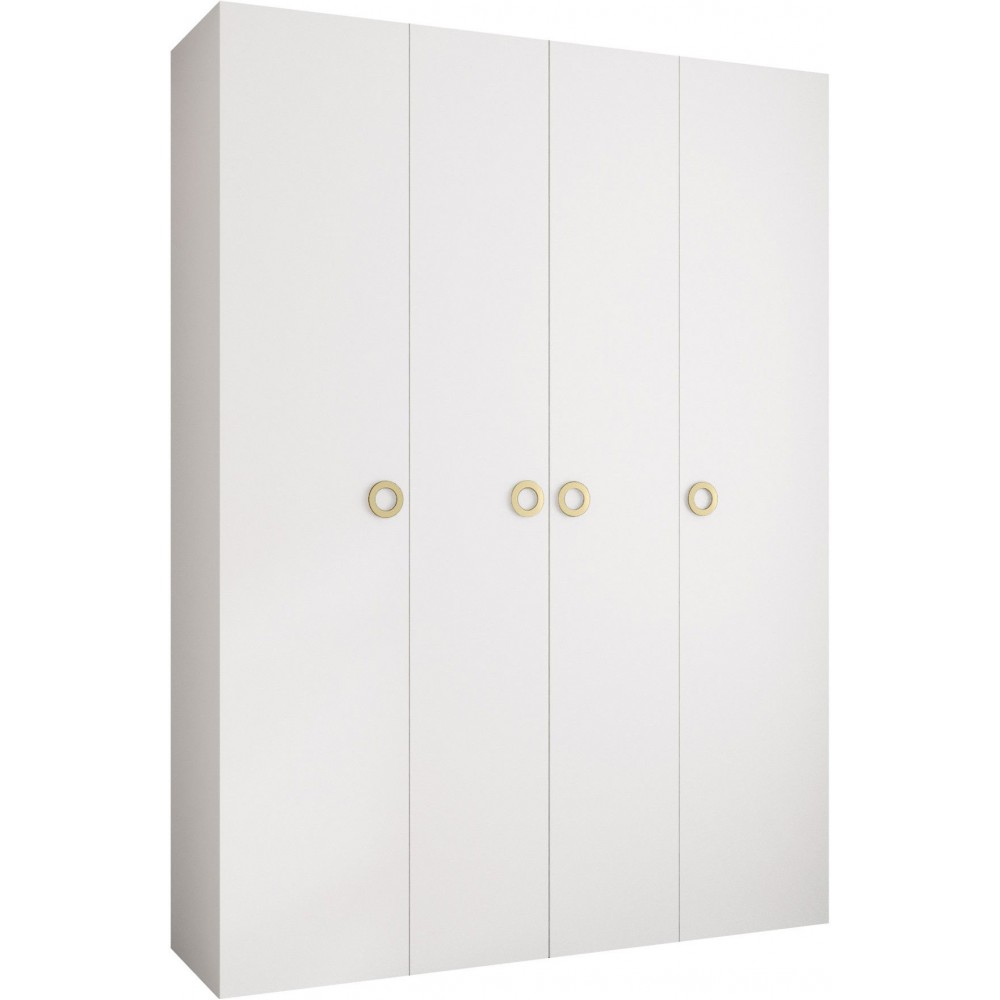 Ντουλάπα Como I 180 Τετράφυλλη-Λευκό - Χρυσό