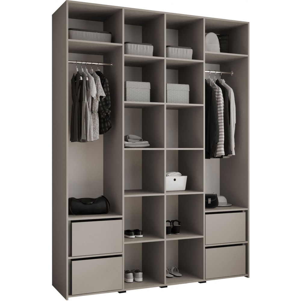 Ντουλάπα Como I 180 Τετράφυλλη-Cashmere - Μαύρο