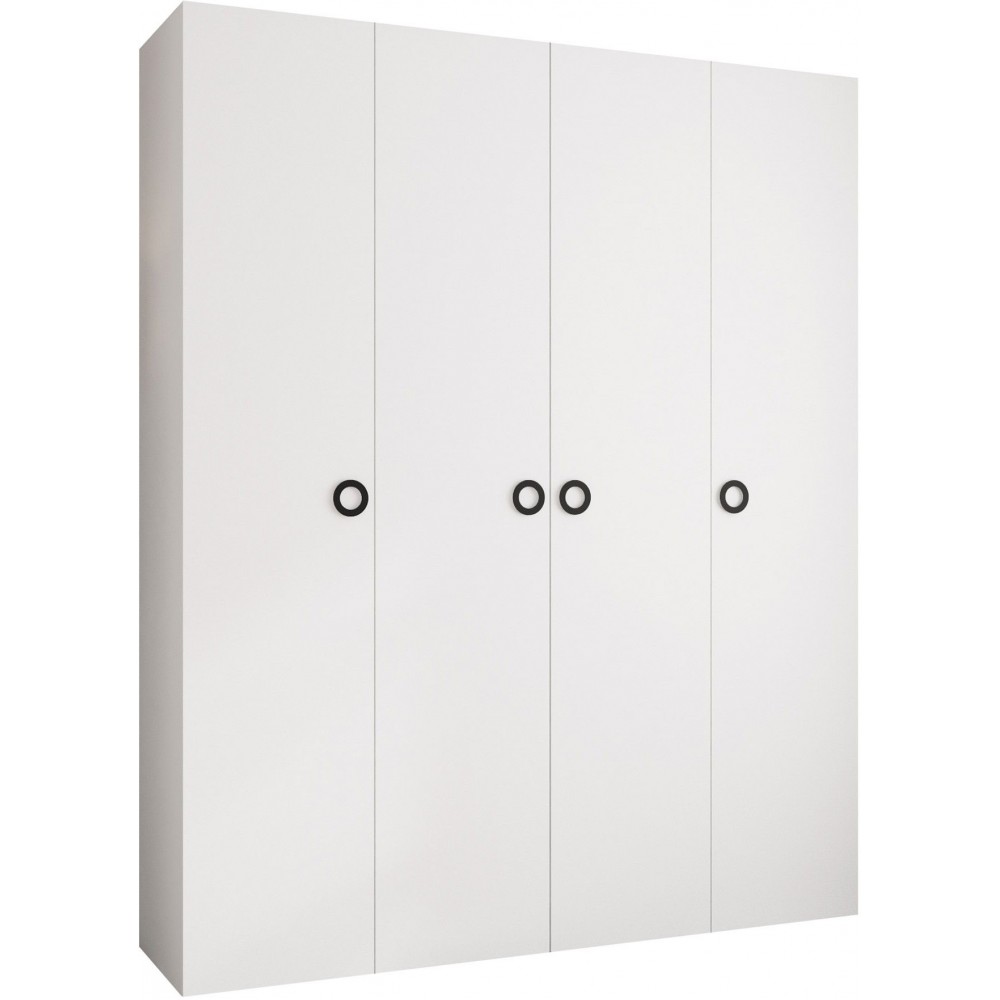 Ντουλάπα Como I 200 Τετράφυλλη-Λευκό - Μαύρο