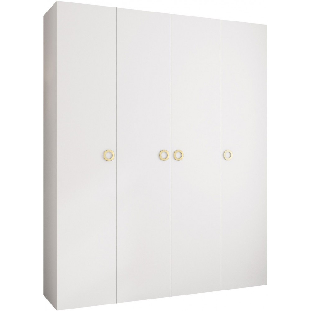 Ντουλάπα Como I 200 Τετράφυλλη-Λευκό - Χρυσό