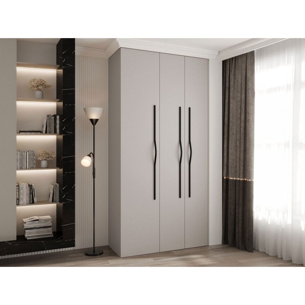 Ντουλάπα Como II 120 Τρίφυλλη-Cashmere - Μαύρο