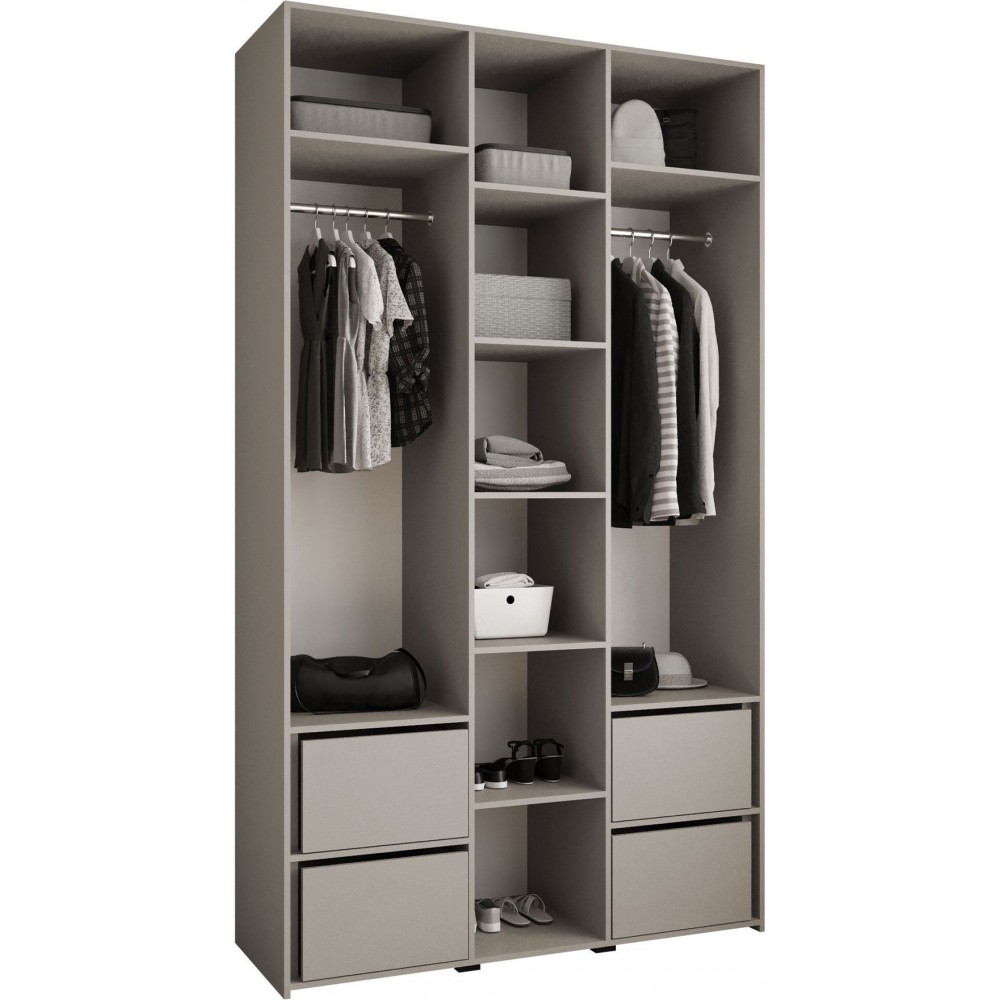 Ντουλάπα Como II 140 Τρίφυλλη-Cashmere - Μαύρο