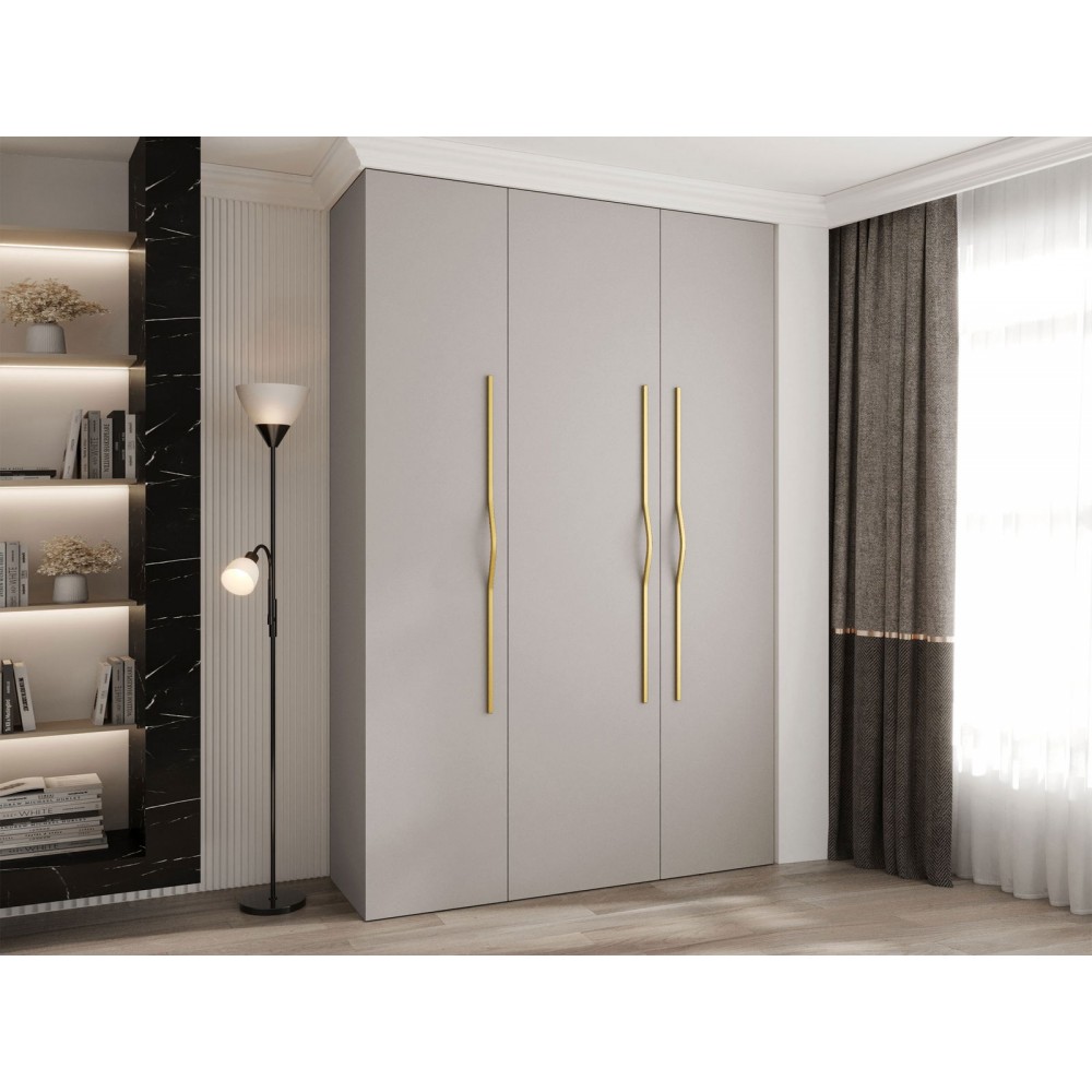Ντουλάπα Como II 160 Τρίφυλλη-Cashmere - Χρυσό