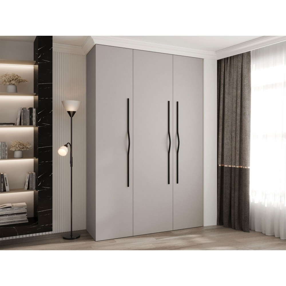 Ντουλάπα Como II 160 Τρίφυλλη-Cashmere - Μαύρο