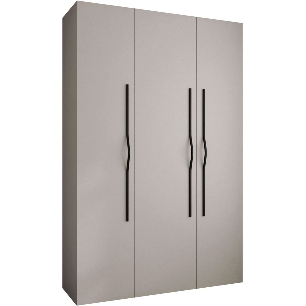 Ντουλάπα Como II 160 Τρίφυλλη-Cashmere - Μαύρο