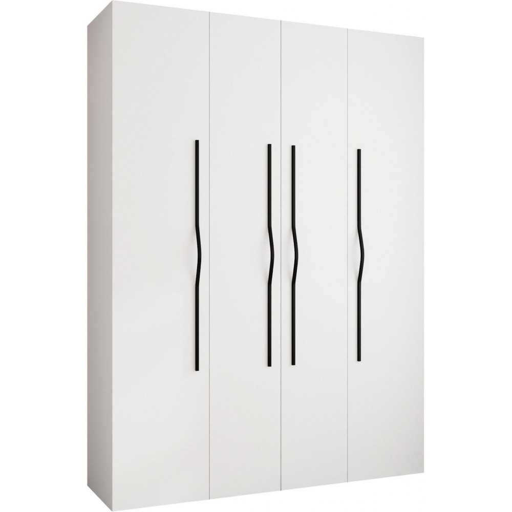 Ντουλάπα Como II 180 Τετράφυλλη-Λευκό - Μαύρο