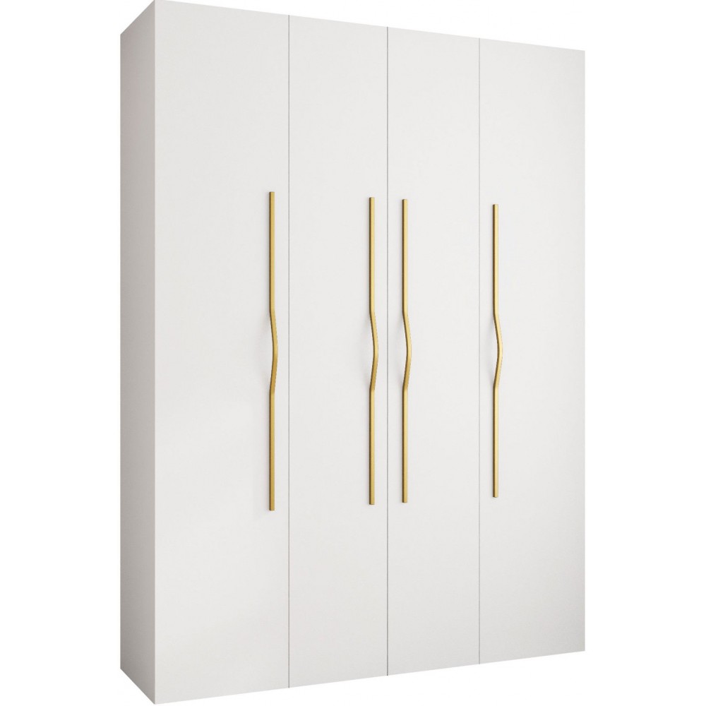 Ντουλάπα Como II 180 Τετράφυλλη-Λευκό - Χρυσό