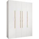 Ντουλάπα Como II 180 Τετράφυλλη-Λευκό - Χρυσό
