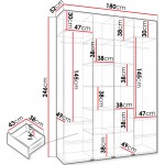 Ντουλάπα Como II 180 Τετράφυλλη-Cashmere - Μαύρο