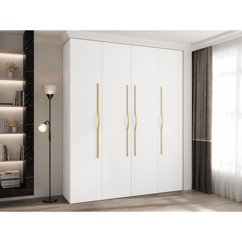 Ντουλάπα Como II 200 Τετράφυλλη-Λευκό - Χρυσό
