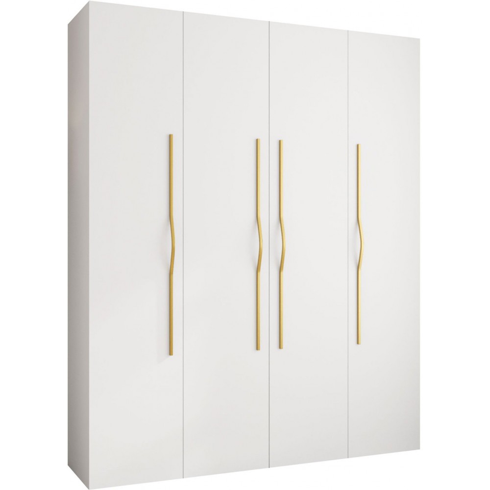 Ντουλάπα Como II 200 Τετράφυλλη-Λευκό - Χρυσό