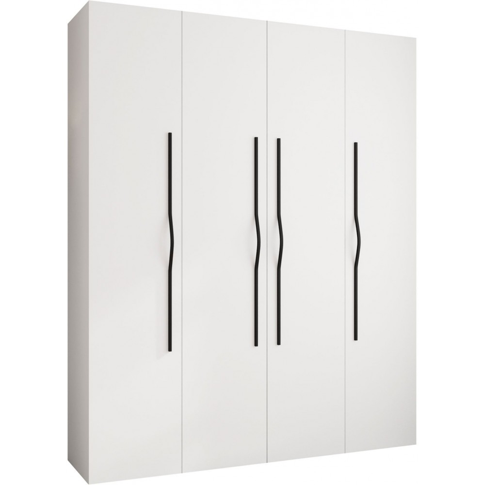 Ντουλάπα Como II 200 Τετράφυλλη-Λευκό - Μαύρο