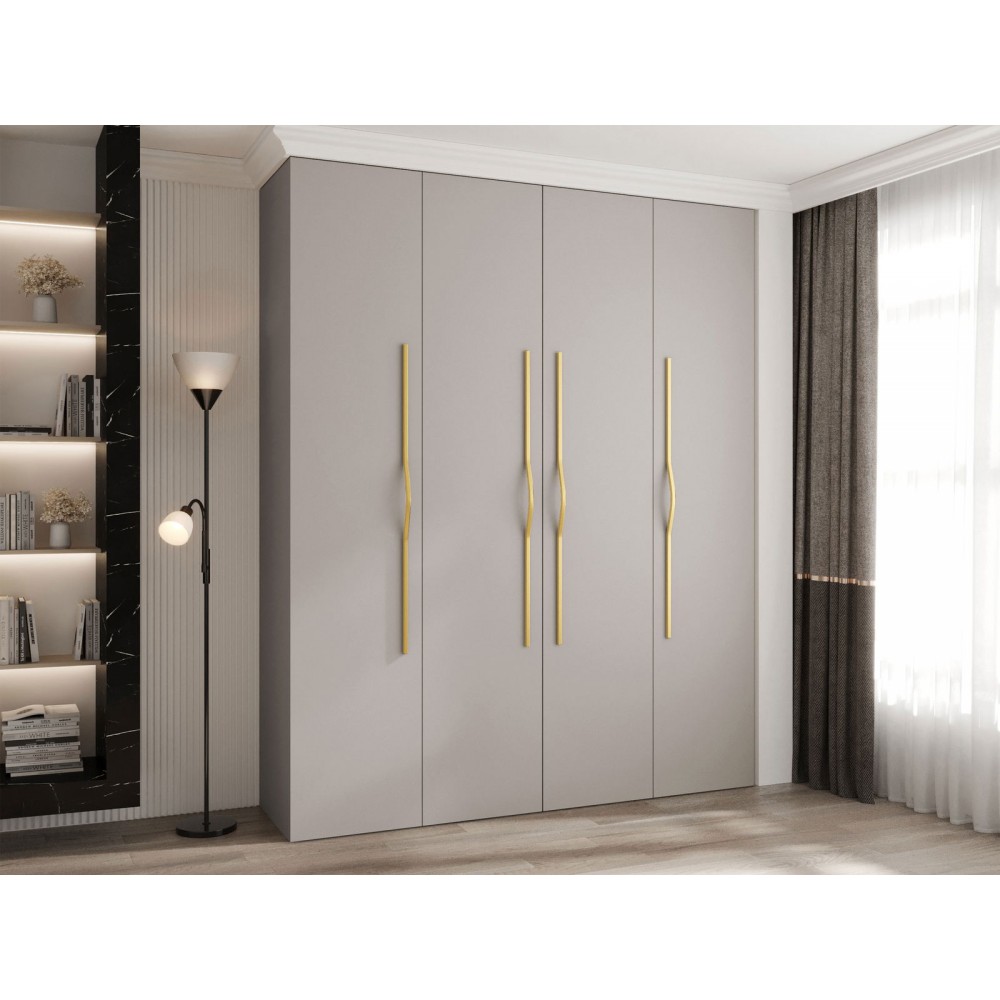 Ντουλάπα Como II 200 Τετράφυλλη-Cashmere - Χρυσό