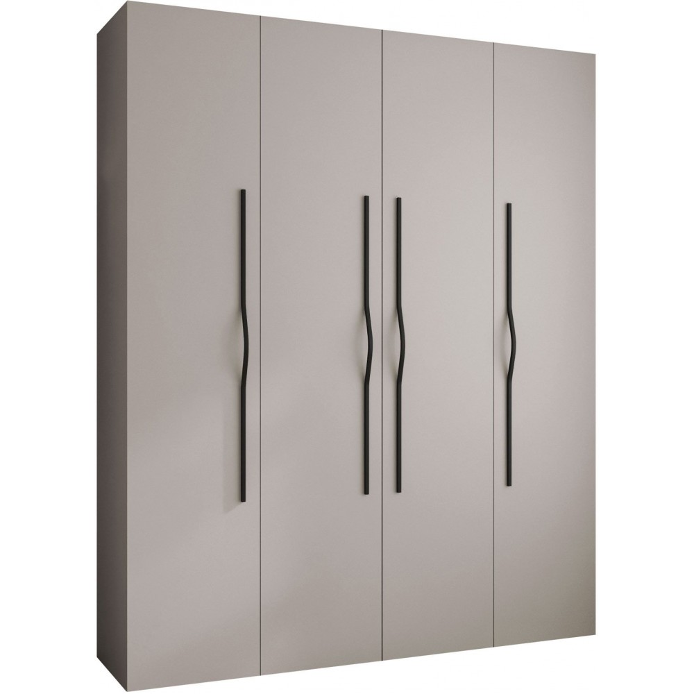 Ντουλάπα Como II 200 Τετράφυλλη-Cashmere - Μαύρο