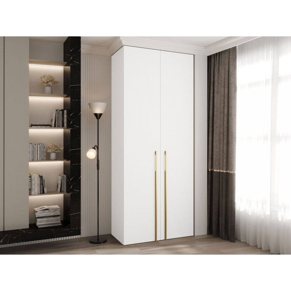 Ντουλάπα Como III-Λευκό - Χρυσό-Μήκος: 100εκ