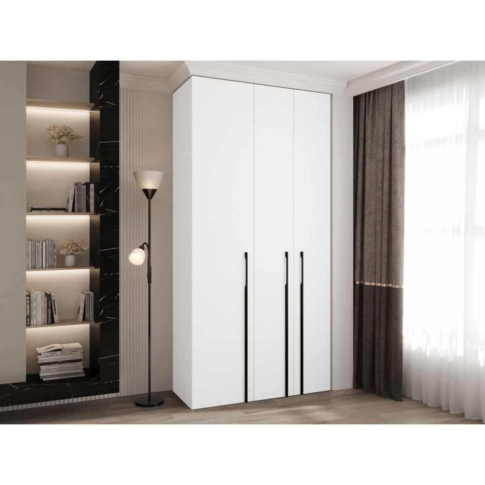 Ντουλάπα Como III 120 Τρίφυλλη-Λευκό - Μαύρο