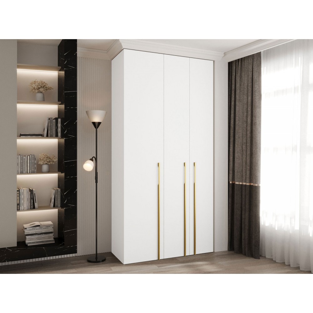 Ντουλάπα Como III 120 Τρίφυλλη-Λευκό - Χρυσό