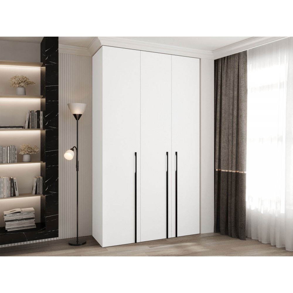 Ντουλάπα Como III 140 Τρίφυλλη-Λευκό - Μαύρο