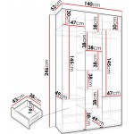 Ντουλάπα Como III 140 Τρίφυλλη-Λευκό - Μαύρο
