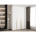 Ντουλάπα Como III 140 Τρίφυλλη-Λευκό - Χρυσό